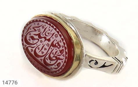 انگشتر نقره عقیق یمنی قرمز فاخر مردانه دست ساز [المهدی طاووس اهل الجنة] - 14776